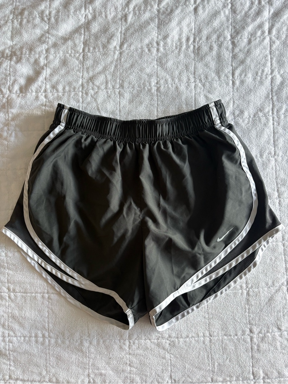 Nike Women’s Dark Gray Athletic Running Shorts with White Trim